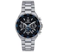 Breil Highway Watch Collection Dial Analogue Movement Chronic Quartz and Steel Bracelet for Men, Silver/Black/Blue, One Size, Bracelet