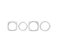 Breil, Tetra Collection, Women's Ring Set, 4 Polished Steel Rings in Different Shapes and Sizes, Sizes 10-14-18, Gift Idea for Women