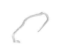 Breil, Zig Zag Collection, Women's Bracelet, Polished Steel Bangle with Cubic Zirconia Pavé, Fluid and Sinuous Shape, Size 59 x 49 mm, Inner Circumference 16.5 cm, Ideal Gift for Women