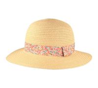 Breiter Rollable Children's Straw Hat with Flower Band, Sun Hat, Girls' Summer Hat, Crushable & Rollable, beige, 6 3/8
