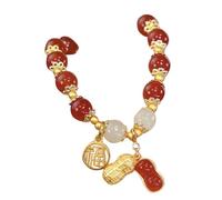 Breites Uhren Lederarmband Armband Doppelkette Jade Imitation Armband Retro Eleganter Handschmuck Weibliches Geschenk Armband 925 (E, One Size)