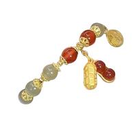 Breites Uhren Lederarmband Armband Doppelkette Jade Imitation Armband Retro Eleganter Handschmuck Weibliches Geschenk Armband 925 (D, One Size)