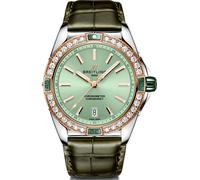 Breitling Super Chronomat Automatic 38 Mint Green Alligator Watch BTL-2153