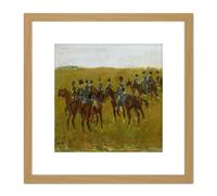 Breitner Artillery Maneuver Army Horse Painting 8X8 Inch Square Wooden Framed Wall Art Print Picture with Mount Artery8 Light Oak One Size