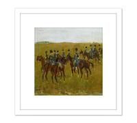 Breitner Artillery Maneuver Army Horse Painting 8X8 Inch Square Wooden Framed Wall Art Print Picture with Mount Artery8 White One Size
