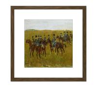 Breitner Artillery Maneuver Army Horse Painting 8X8 Inch Square Wooden Framed Wall Art Print Picture with Mount Artery8 Brown One Size