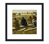 Breitner Lunchtime Building Site Street Amsterdam 8X8 Inch Square Wooden Framed Wall Art Print Picture with Mount Artery8 Black One Size