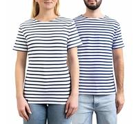 Breizh Ocean - GARLAN, Organic Thick Cotton Sailor, Man or Woman, Striped Tee-Shirt - Mixed - XS to 4XL White/Navy