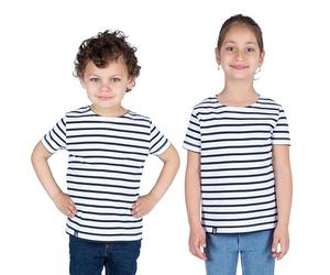 Breizh Ocean - Unisex T Shirt for Kids - 1 Year to 14 Years Old - French Creation GARLAN Kid - Striped T Shirt for Boys or Girls - Boys Clothing - Short Sleeves Shirt for Kids
