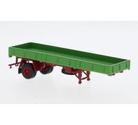 Brekina 55951 - 1/87 Trailer Single Axle Flatbed Green - New