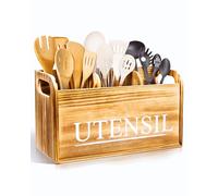brekle Kitchen Utensil Holder Rustic Large Wooden Utensil Organizer Cooking Tools Storage (Farmhouse Wooden)