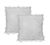 BrekSdat Pillow Covers 18 x 18 Inches Set of 2 White Lace Soft Throw Pillow Covers Farmhouse Living Room Decoration Exquisite Embroidery Cushion Covers for Home Bed Couch Sofa
