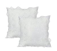 BrekSdat Pillow Covers 18 x 18 Inches Set of 2 White Lace Soft Throw Pillow Covers Farmhouse Living Room Decoration Exquisite Embroidery Cushion Covers for Home Bed Couch Sofa