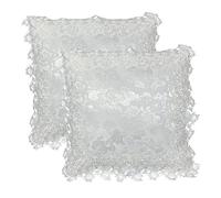 BrekSdat Pillow Covers 18 x 18 Inches Set of 2 White Lace Soft Throw Pillow Covers Farmhouse Living Room Decoration Exquisite Embroidery Cushion Covers for Home Bed Couch Sofa