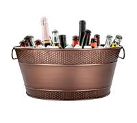 BREKX Galvanized Party Drink Tub, Oval Bucket with Handles, Colt Copper Finish Wine Cooler, Beverage Cooler for Home Bar (15 Quart, 16 Bottles)