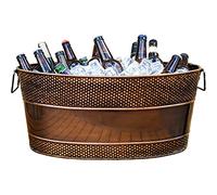 BREKX Heavy-Duty Copper Finish Beverage Tub for Parties, Large, Oval
