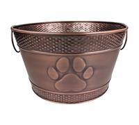 BREKX Metal Indestructible Dog Toy Bin - Storage Bin with Handles, Farmhouse Organizer Storage Basket for Pet Toys, Blankets, Leashes - Home Decor (Lead-Free Copper)