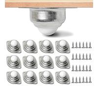 Brelet 12 pcs Universal Wheel Balls,2 Holes Industrial Ball Casters,Ball Transfer Bearing Roller,Castor Balls With Nylon Ball and 24 pcs Screws,for Home, Sofas, Display Cabinets, Shelves, Cabinets