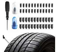 Brelet 50Pcs Tyre Repair Kit Rubber Nails & Screwdriver, Self-Service Car Puncture Repair Tool for Motorcycle Auto Car, Universal Tire Fast Repair Kit (25 S+25 L)