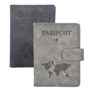 BRELIE RFID Blocking Passport Wallet with Magnetic Strap - The Ultimate Travel Companion, Passport Holder Cover Wallet Case, Vegan Leather Travel Wallet with RFID Blocking (Grey)