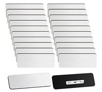 Breling 100 Pieces Name Tags with Pins 1 x 3 Inches Blank Name Tags Reusable ID Badge Holders with Clip for Office Workers Students Employee Custom(Silver and Black)