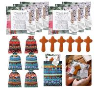 Breling 18 Pcs Mini Prayer Quilt with Cross and Drawstring Bag Inside Handmade Scripture Pocket Prayer Quilt Christian Gifts for Women for Christmas Friends Father Family Pastor Appreciation(Classic)