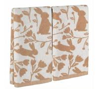 Breling 2 Pcs Easter Hand Towels Brown White Bunny Bathroom Towels 100% Cotton Highly Absorbent Soft Kitchen Dish Easter Rabbit Gift for Cleaning Cooking Spring Holiday Decorative, 13 x 29 Inch