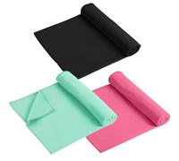 Breling 3 Pack 26"x73" Hot Yoga Mat Towel Pack Non-Slip Yoga Mat Gym Sweat Absorbent Microfiber Towel for Pilates Workout Women Men (Black,Green, Red)