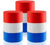 Breling 3 Pack 55 Gallon Equestrian Barrel Covers for Barrel Racing, Red White Blue 210d Oxford Fabric, for Steel Plastic Fiber Rodeo Equipment and Horse Practice