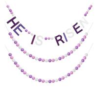 Breling 3 Pack Easter Felt Ball Garland He is Resin Banner 10ft Pom Pom Easter Decorations for Mantle Fireplace Spring Room Hanging Decor