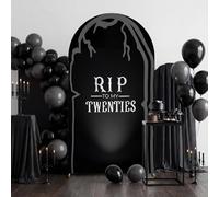Breling 30th Birthday Party Decorations 7.2 FT Death to My 20s RIP Party Arch Cover Black Gothic Thirty Themed Arch Way Supplies RIP 20s Backdrop Decor Birthday Scene Decoration