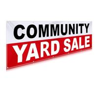 Breling 3x10 Feet Community Yard Sale Vinyl Banner Sign Portable Waterproof Outdoor Yard Sale Sign Reusable Large Advertising Banner with Metal Grommets for Business Office