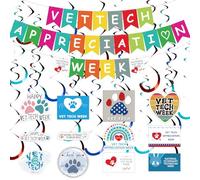 Breling 49 Pcs National Vet Tech Week Decorations Including Banner Hanging Swirls Wall Decor Holiday Celebrating Events for Festival Supplies