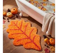 Breling Autumn Leaf Bath Mat 33.5" x 21.7" Soft Plush Bathroom Rug, High Absorbent Non Slip Backing Fall Leaf Shaped Floor Mat for Bedroom Bathroom Seasonal Home Decor