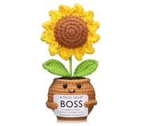 Breling Boss Gift for Women Men Handmade Positive Sunflower Doll Crochet with Warm Word Card Boss Day Appreciation Thank You Gift Idea for Office Retirement Farewell Birthday Xmas Party (Inspirable)