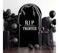 Breling Death to My 20s RIP Backdrop 30th Birthday Black Gothic Arch Cover | 7.2 ft Tombstone Arch, Gothic Rip Twenties Theme, Photo Backdrop Scene Setter, Farewell Party Supplies
