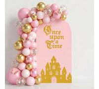 Breling Fairy Tale Once Upon a Time Birthday Decoration 6.6 ft Princess Arch Cover Backdrop 1st Birthday Party Decor Castle Princess Crown Backdrop Sweet One Birth Party Baby Shower Decorations Girl