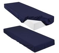 Breling Fitted Sheet (Sheet Only) Compatible with Milliard Trifold Mattress Folding Mattress Fitted Microfiber Bedclothes for Camp Bunk Rvs Bed (Navy Blue,2 Pcs,Single,6'')