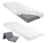 Breling Fitted Sheet (Sheet Only) Compatible with Milliard Trifold Mattress Folding Mattress Fitted Microfiber Bedclothes for Camp Bunk Rvs Bed(White,2 Pcs,Cot,4'')