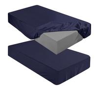 Breling Fitted Sheet (Sheet Only) Compatible with Milliard Trifold Mattress Folding Mattress Fitted Microfiber Bedclothes for Camp Bunk Rvs Bed(Navy Blue,2 Pcs,Twin,4'')