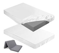Breling Fitted Sheet (Sheet Only) Compatible with Milliard Trifold Mattress Folding Mattress Fitted Microfiber Bedclothes for Camp Bunk Rvs Bed(White,2 Pcs,Twin,4'')