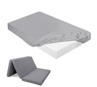 Breling Fitted Sheet (Sheet Only) Compatible with Milliard Trifold Mattress Folding Mattress Fitted Microfiber Bedsheet for Camp Bunk Rvs Bed(Full,4'',Light Gray)