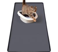 Breling Silicone Cat Litter Mat, Extra Large 51.2" x 25.6" Waterproof Cat Litter Mat for Scatter Control, Easy to Clean & Soft on Kitty Paws, Non-Slip Pad to Keep The Floor Clean, Dark Grey