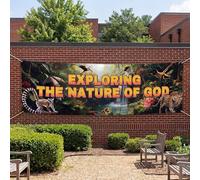 Breling VBS 2026 Tropical Forest Animals Banner Religious Nature Decorations 6.5 x 2 ft Safari Rainforest Background Jungle Forest Falls Polyester