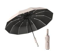 Brellux Umbrella, 264 Ribs Waterproof & Windproof Compact Umbrella, Portable Durable UV Protection Umbrellas with Strong Fiberglass Frame, Automatic Folding Travel Umbrellas for Wind & Rain(Beige)