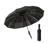 Brellux Umbrella, 264 Ribs Waterproof & Windproof Compact Umbrella, Portable Durable UV Protection Umbrellas with Strong Fiberglass Frame, Automatic Folding Travel Umbrellas for Wind & Rain(Black)