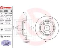 2x Brake disc solid 08.B653.11 BREMBO for HONDA ACCORD VII Tourer