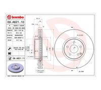 BREMBO 09.A621.11 Brake Disc Front Fits Mercedes-Benz C-Class E-Class SLC SLK