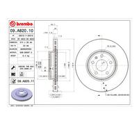 BREMBO 09.A820.11 Brake Disc Front Internally Vented Fits Audi A4 S4 quattro