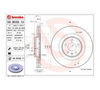 BREMBO 09.B039.11 Brake Disc Front Internally Vented Fits Audi A5 S5 quattro